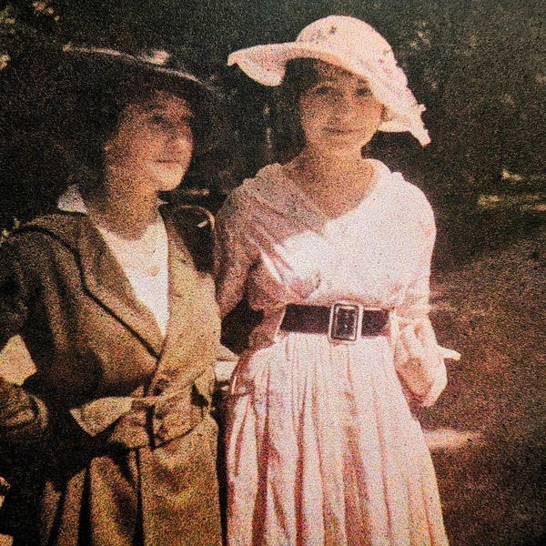 1980 J.H. Lartigue Autochromes Paris, Avenue du Bois, 1915 Lilian Mur with Friend -  Sheet Size Approx. 10.75 x 9.5 Inches