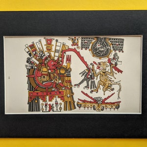 1953 Ceremony of the Sunrise Original Vintage Print - Mexican Art - Mexico - Artesania - Mounted and Matted