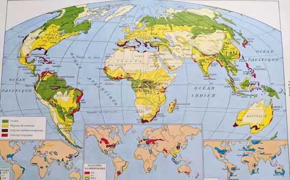 1950年頃 海外　外国 いろいろ ヴィンテージ旅行ガイド 地図 コレクション Vintage World Map with Countries and Major Cities