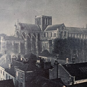 1939 Winchester Kathedrale Original Vintage Druck mit Passepartout - Fotografiert bei Mondlicht - Englische Kathedrale
