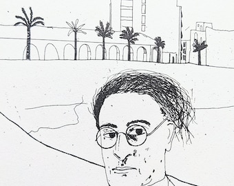 1978 David Hockney Portrait von Cavafy I, 1966 Original Vintage Print Wanddekoration