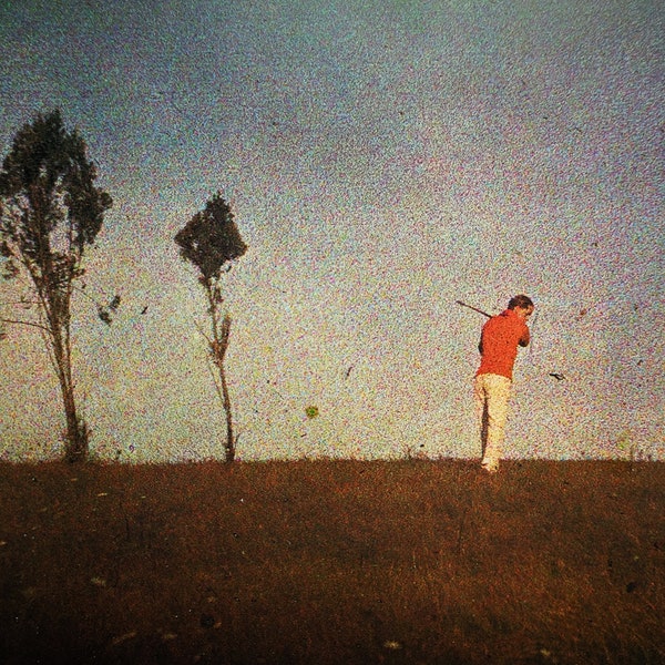 1980 J.H. Lartigue Autochromes Practicing Golf in a Meadow, Rouzat 1913 (Taken With Self-Timer) Sheet Size Approx. 10.75 x 9.5 Inches