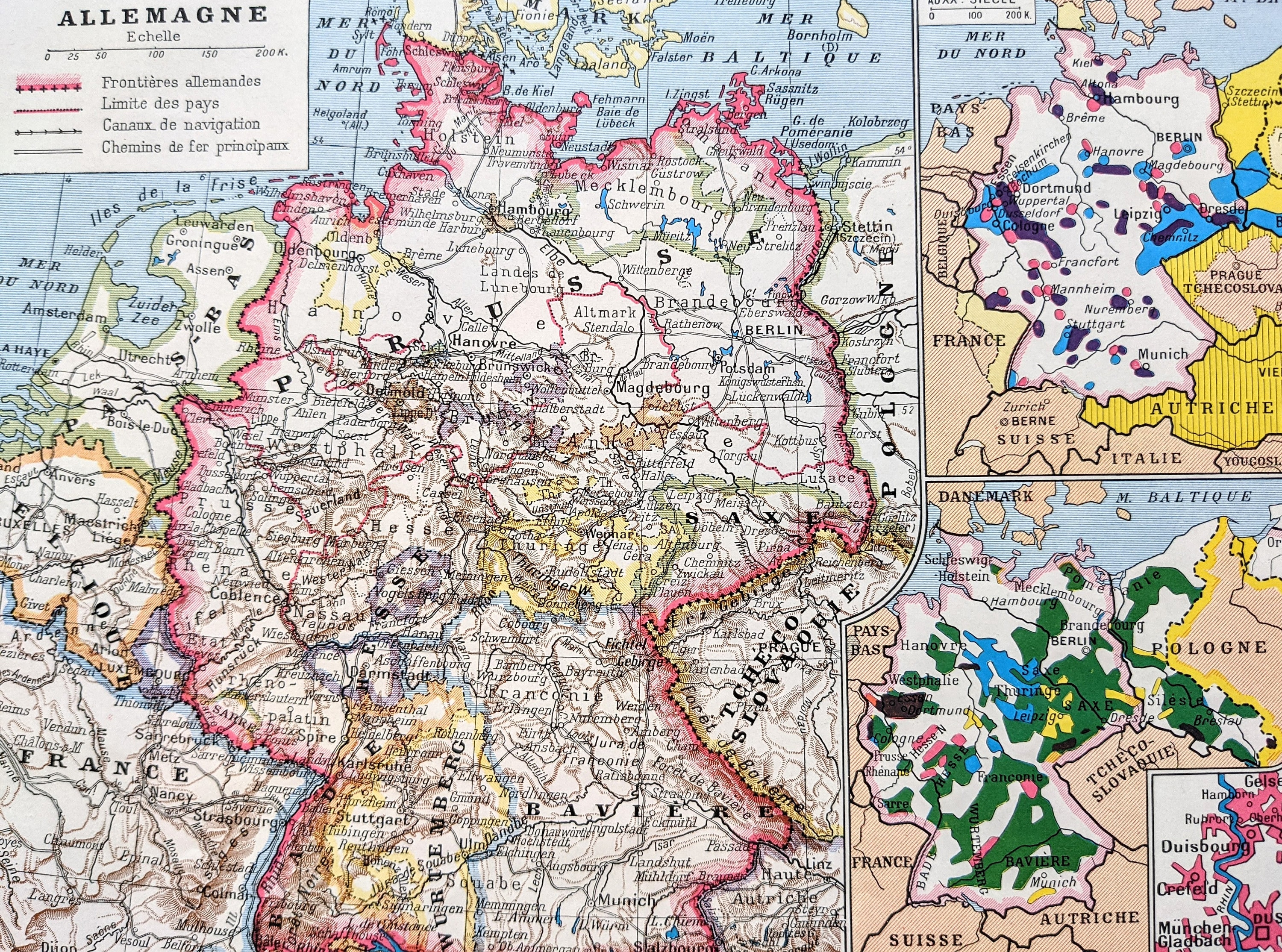 1948 年ドイツ経済資源地図 - オリジナル ヴィンテージ プリント