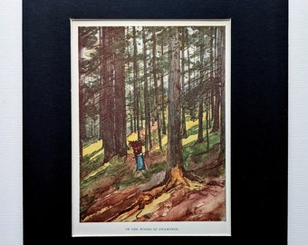 1930 In The Woods Of Chamonix Original Vintage Print - Mountains -  Mont Blanc - Alps - Europe -  Matted - Wall Décor