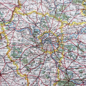 1948 Karte von Paris und Umgebung Original französischer Vintage Druck - Frankreich - Kartographie - Passt und mit Passepartout - Wanddekoration