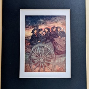 1904 Heimkehr vom Markt Original antiker Druck - Lithographie - Pferd und Wagen - Nord-Holland - Verfilzt - Wanddekor