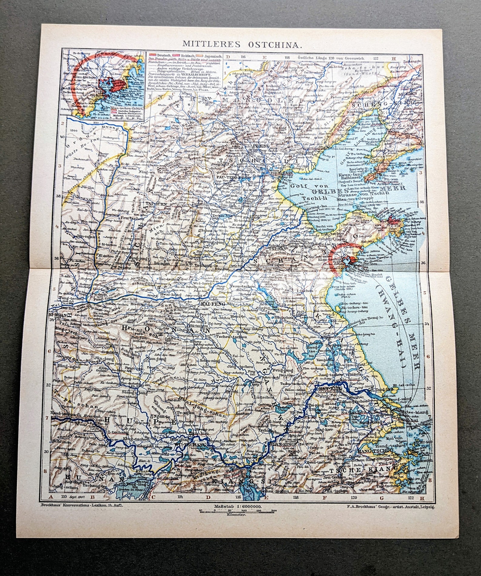 1908 Map of China Original Antique Print - Lithograph - Cartography ...