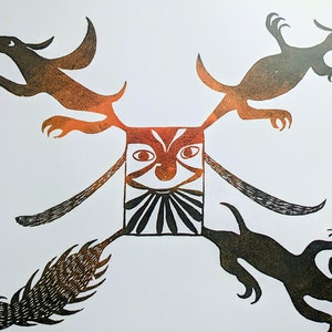 1974  Fantasy Johnniebo/Iyola Vintage Print - Inuit Art - Canadian Artists  - Wall Décor