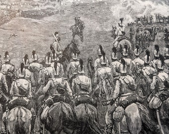 1910 Die Schlacht von Königgrätz - Antiker Originaldruck - Preussisch-Preussischer Krieg - Böhmen - Mit mattiertem Passepartout - Wanddekor