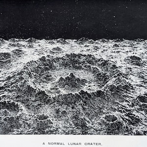1910 A Normal Lunar Crater Original Antique Print - Astronomy  - Wall Décor