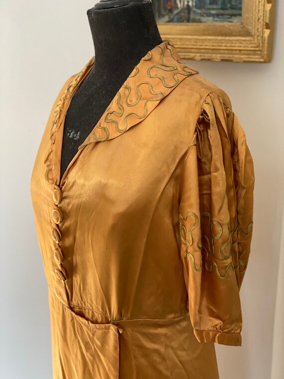 Vintage Gold Satin Tea Dress c.1940