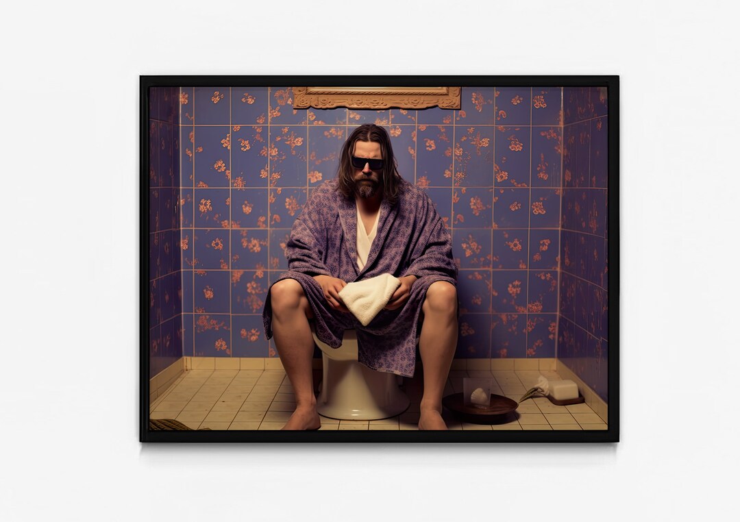The Big Lebowski on Toilet Painting Bathroom Art Etsy