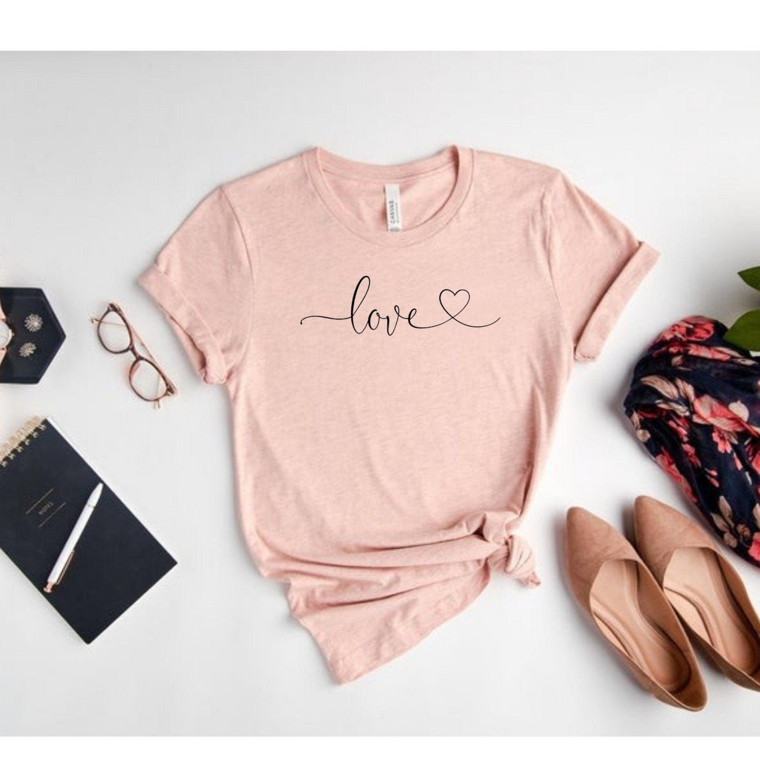 Love With Heart Shirt, Love TShirt, Gift For Love, Cute Woman Shirt, Love Woman Shirt, Love T Shirt, Shirt For Woman, Heart T Shirt