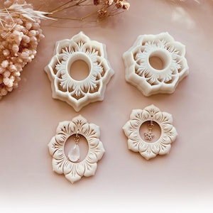 Lång eller rund sommarutstickare med blommönster och hål - Polymer Clay Cutter Tools