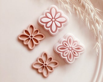 Debossed Flower Shape Cutter or with Hole - Polymer Clay Jewellery Cutter