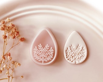 Winter Autumn Tree Tear drop Shape Polymer Clay Cutter - Polymer Clay Tools - Embossed