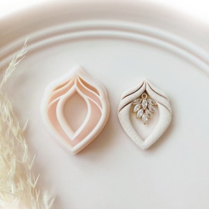 Small Ella - Shell Inspired Embossed Drop Dangle with Hole Polymer Clay Jewellery Cutter