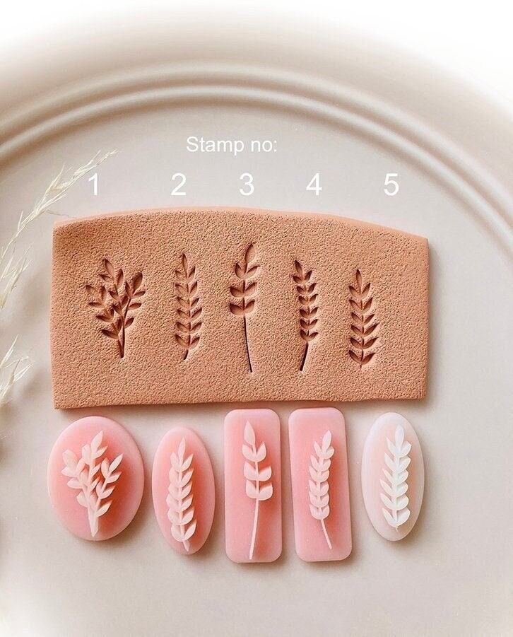  Puocaon Polymer Clay Acrylic Stamp - 12 Pcs Birth Flower  Acrylic Texture Plate for Polymer Clay Jewelry Making, Mini Polymer Clay  Debossing Stamps, 2 Square Clay Cutters for Earrings, Clay