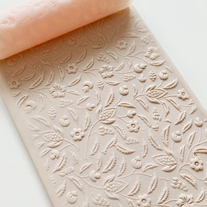 Floral Texture Roller: Polymer Clay Stamp, Pottery Tool