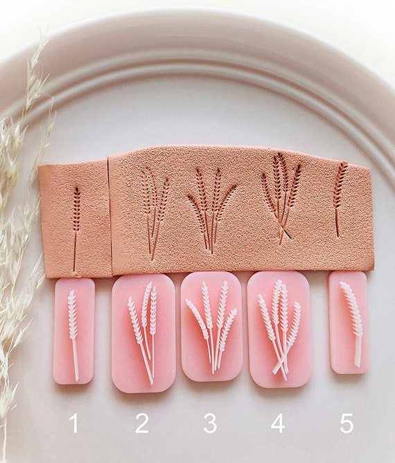 Set of Wheat and Lavender Polymer Clay Stamps Polymer Clay Tools