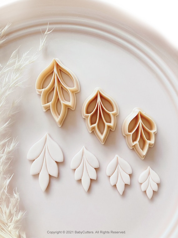 Embossed Autumn Leaf Polymer Clay Cutter: Long Shape