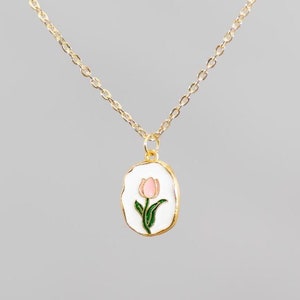Tulip Necklace Gold Plated Tulip Necklace Gold Flower Necklace Vintage Tulip Necklace Classy Flower Necklace Tulip Jewelry