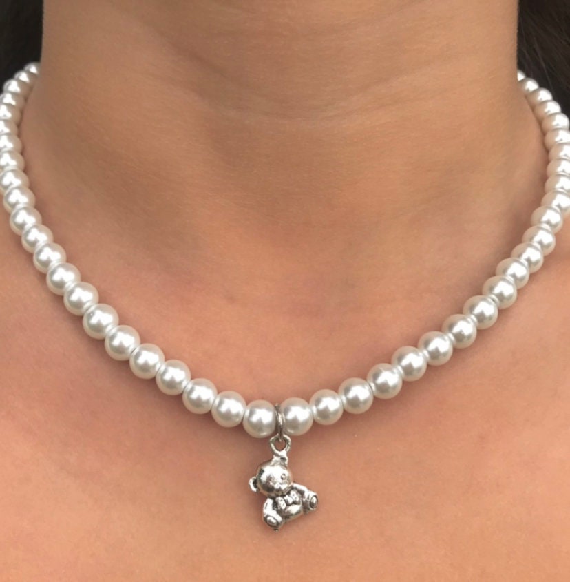 Teddy Bear Pearl Necklacepearl Necklace 