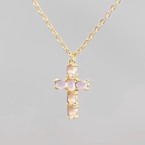 Pink Cross Necklace Gold Plated Gold Cross Necklace Vintage Cross Necklace Chunky Cross Necklace Classy Christian Cross Necklace