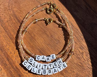 Handmade Beaded Bracelet Set – Pink & Gold Disney Inspired Jewelry
