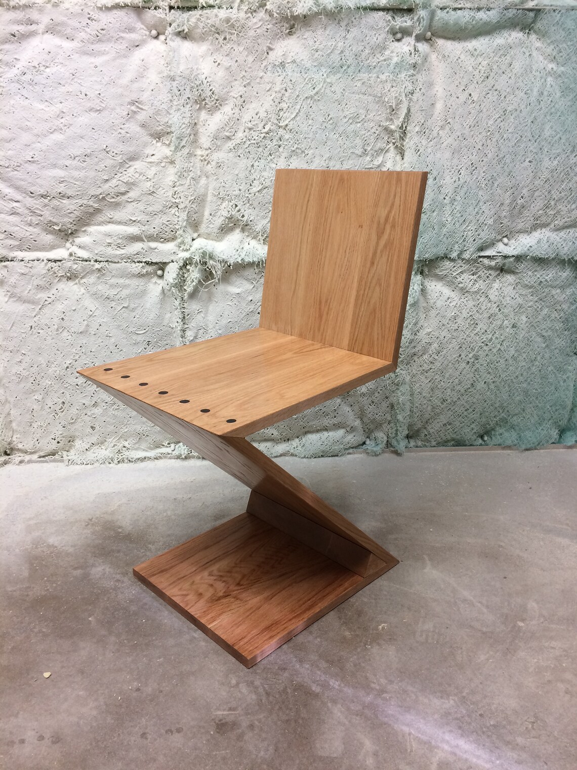 ZIG ZAG Chair Solid Red Oak with Rosewood dowels Etsy