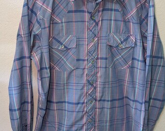 Boulevard For Tall Man by Block Shirt Men's Size XLT 17/17.5 Blue Western (171m)
