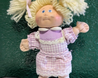 Vintage Mini 5" Cabbage Patch Doll - Blonde Hair - Purple Dress