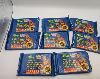 Classic WWF World Wrestling Federation Trading Card Wax Pack 1991 Hulk Hogan (8)