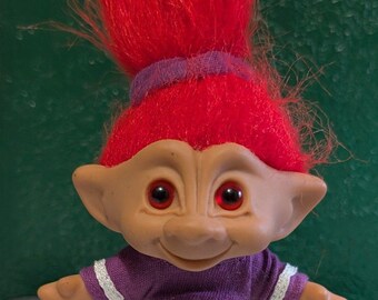 GTI Treasure Troll Cheerleader Red Hair Eyes Gem PR Outfit Vintage 1998
