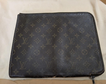 Vintage 1983 Louis Vuitton Monogram Portfolio Clutch iPad Sleeve Eclair Zip