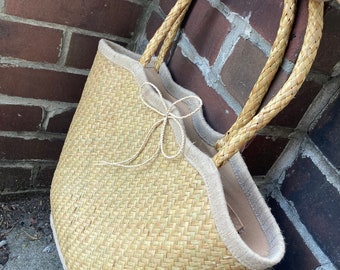 Handcrafted straw basket beach bag gift for her boho fashion resort wear eco friendly outdoor picnic medium basket | summer essentials