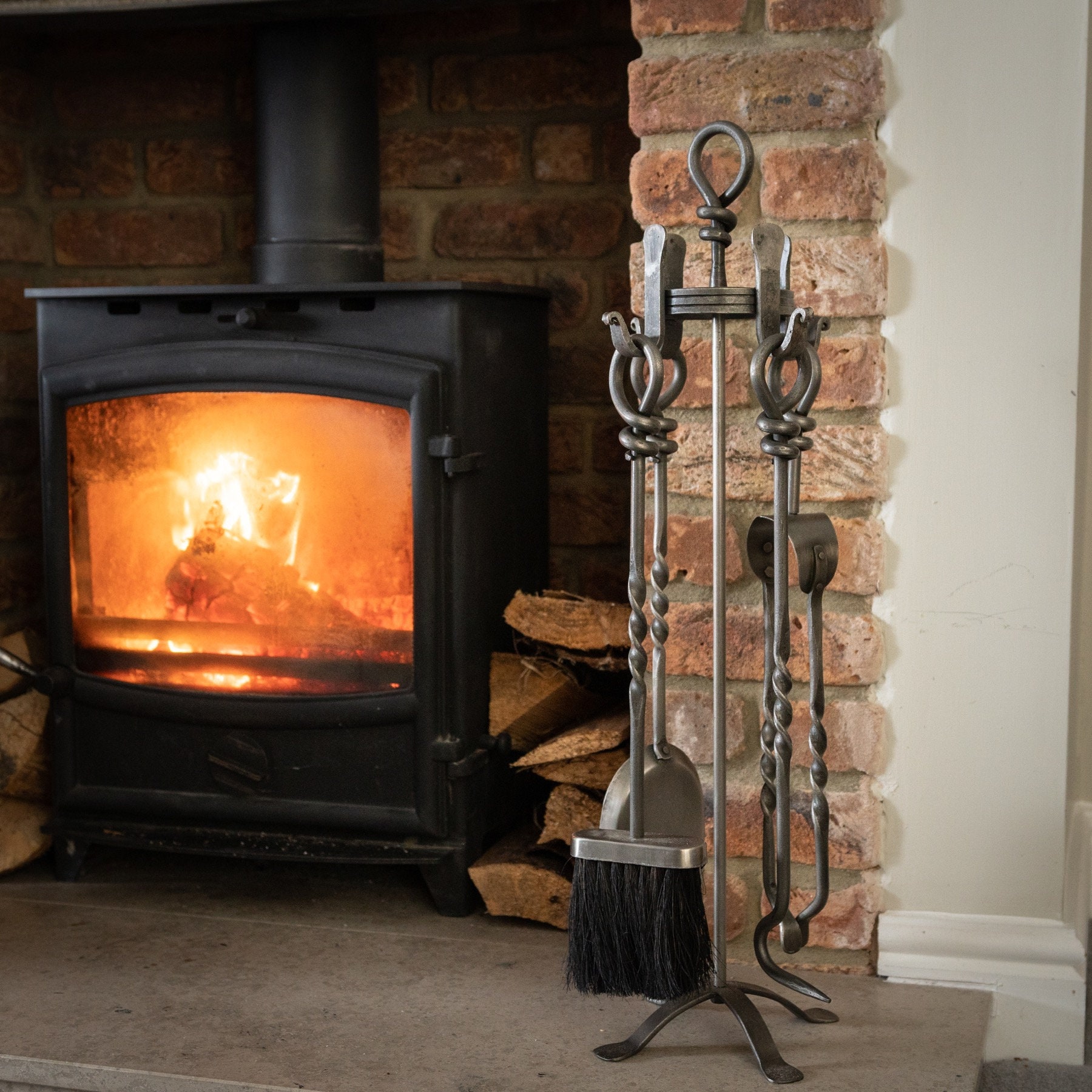 Fireside Companion Set Hand Turned Loop Top Etsy