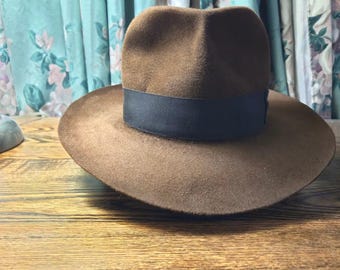Vintage 1950s Knox Fedora Size 7 1/4 Long Oval in Deep Slate Blue