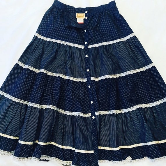 Vintage Gunne Sax tiered Blue skirt