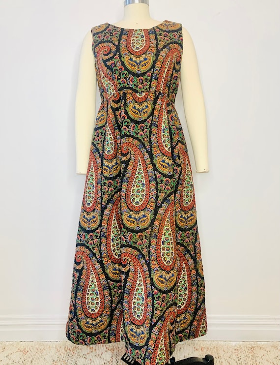 Quilted 1960’s Maxi Dress RARE - image 1