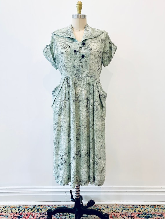 1940’s Novelty Print Dress - image 1