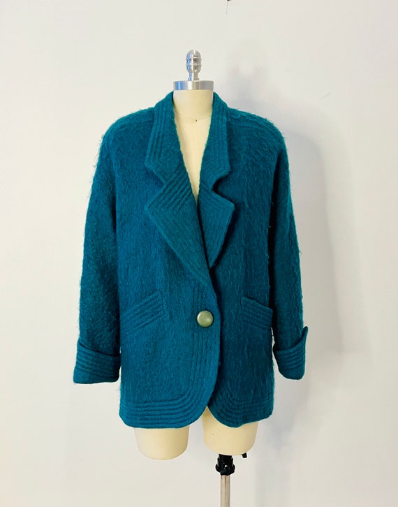 Louis Feraud Green Mohair Coat