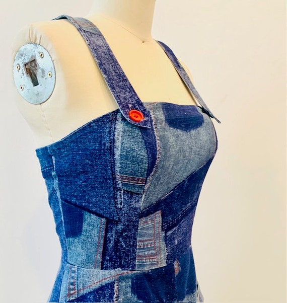 1970’s Denim Print Pinafore Dress