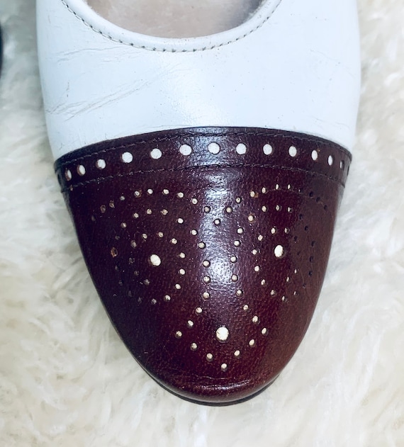 1970’s White and Brown Pumps size 5 - image 2