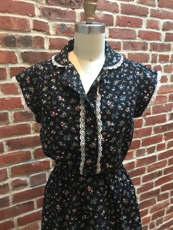 Black 1970's Prairie Dress