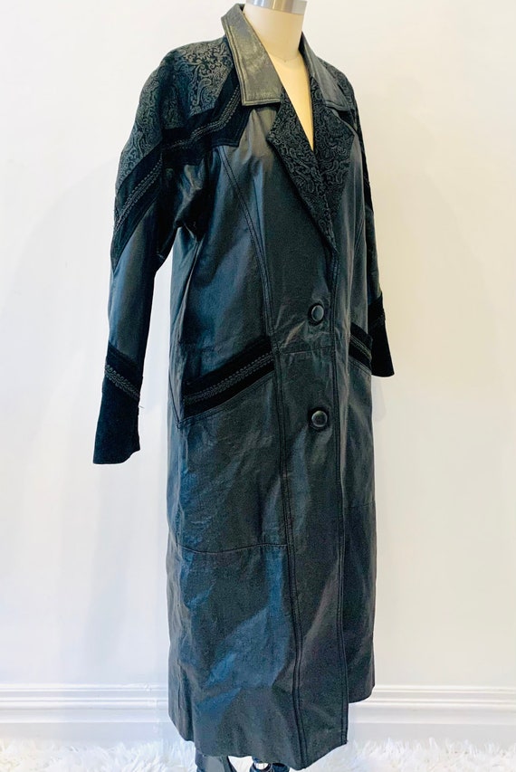 1990’s Black Leather Coat - image 3