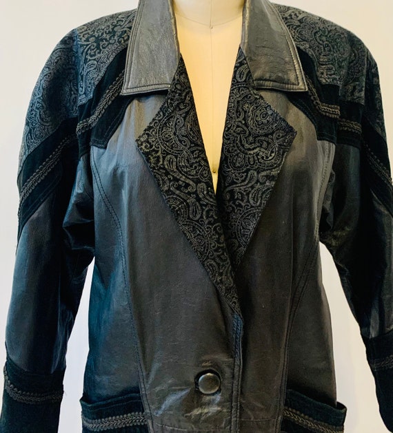 1990’s Black Leather Coat - image 2