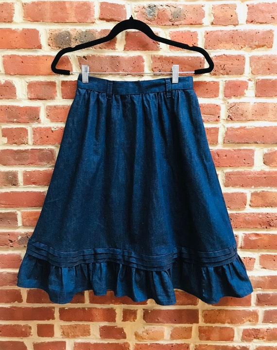 1980's Prairie Style Denim Skirt