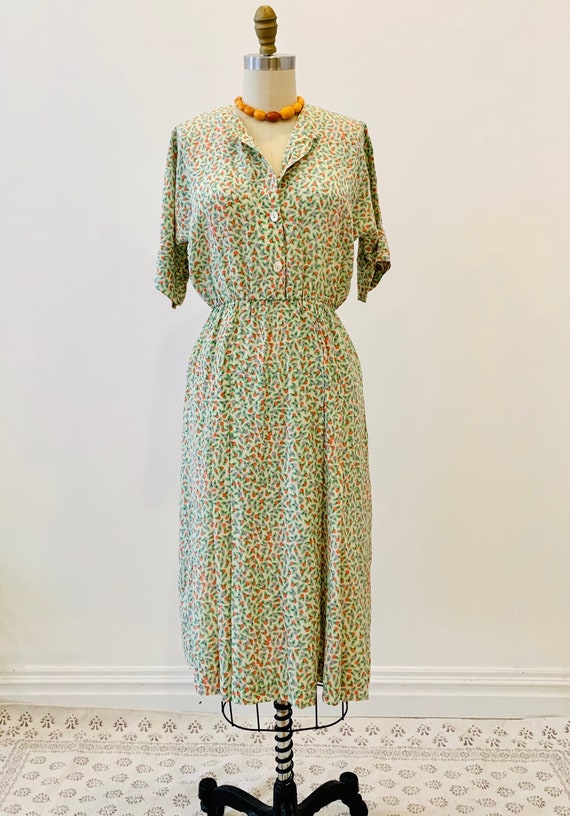 1940’s Silk Floral Dress - image 1