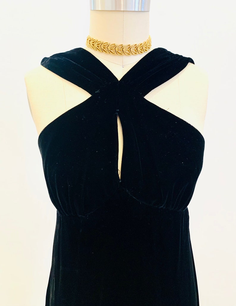 Vintage Black Velvet Dress image 1